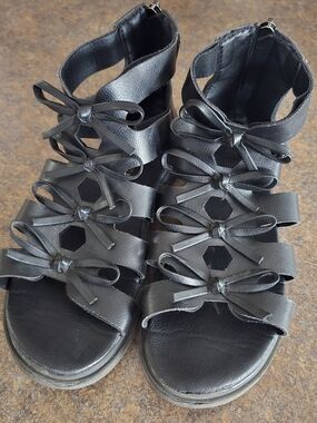 Black Girls Bow Gladiator Sandals